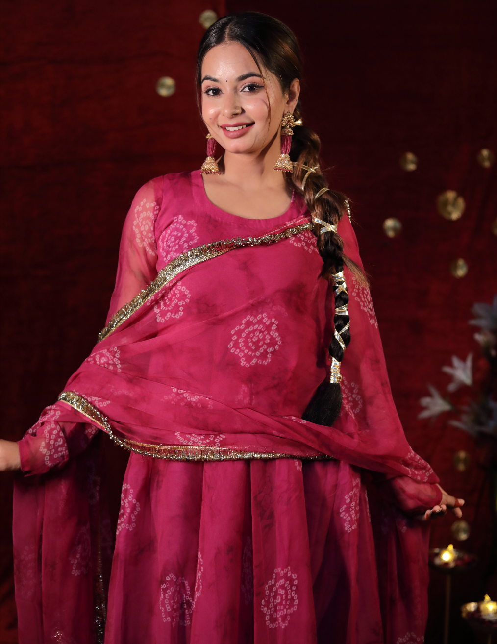 LAABH Wine georgette Umbrella cut suit.