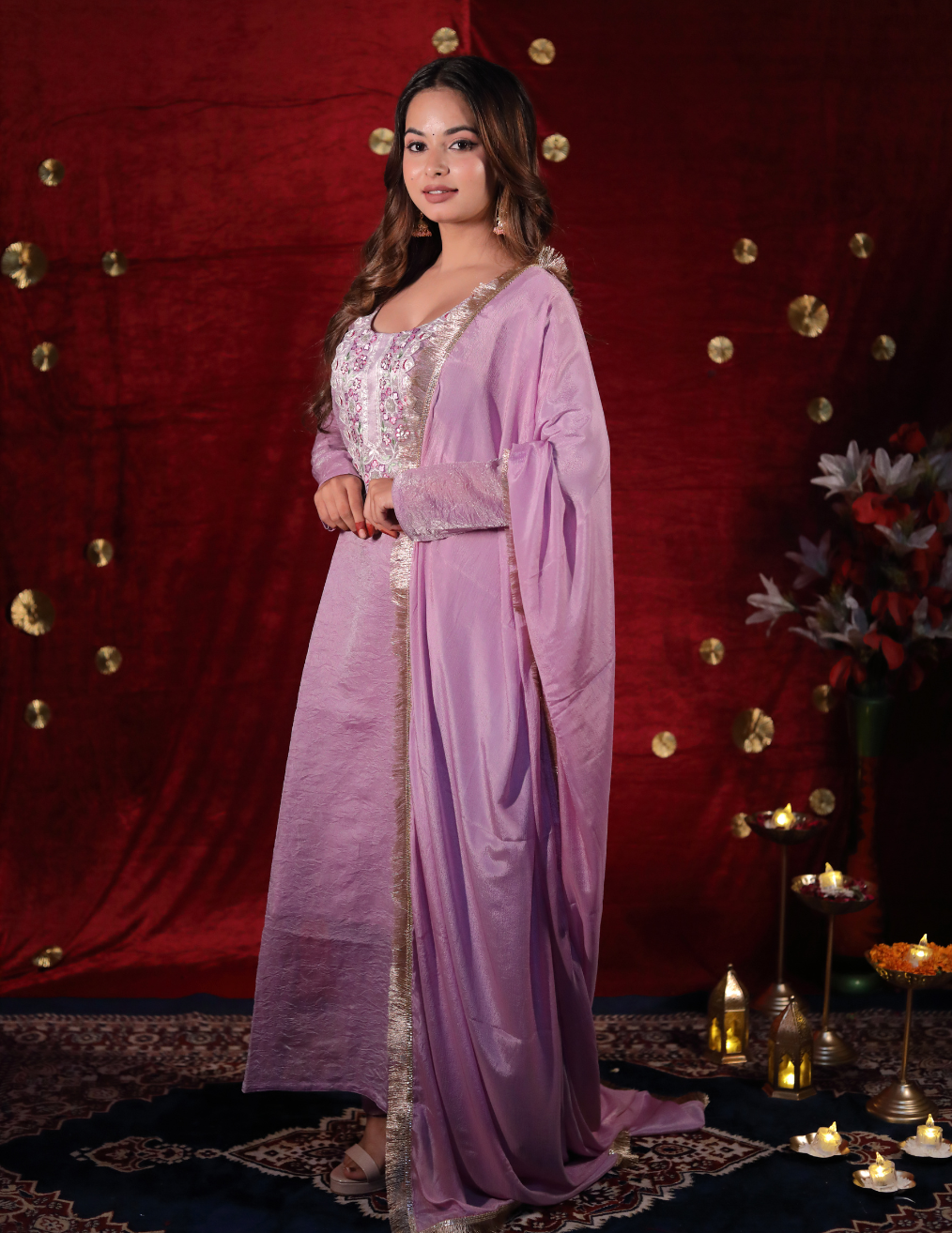 NOOR Purple crushed tissue suit set