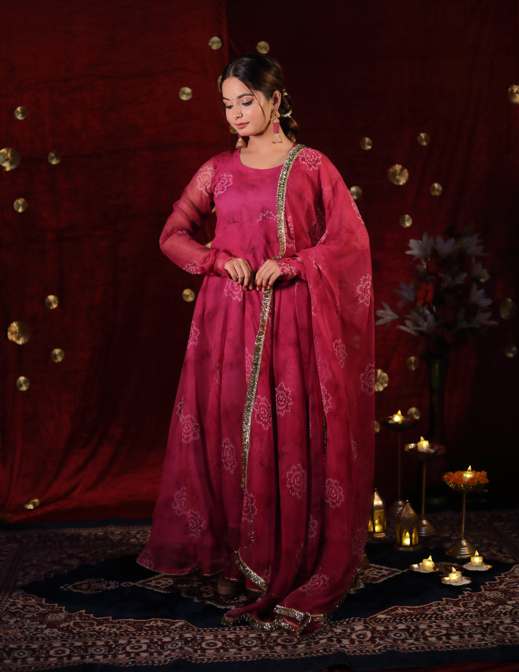 LAABH Wine georgette Umbrella cut suit.