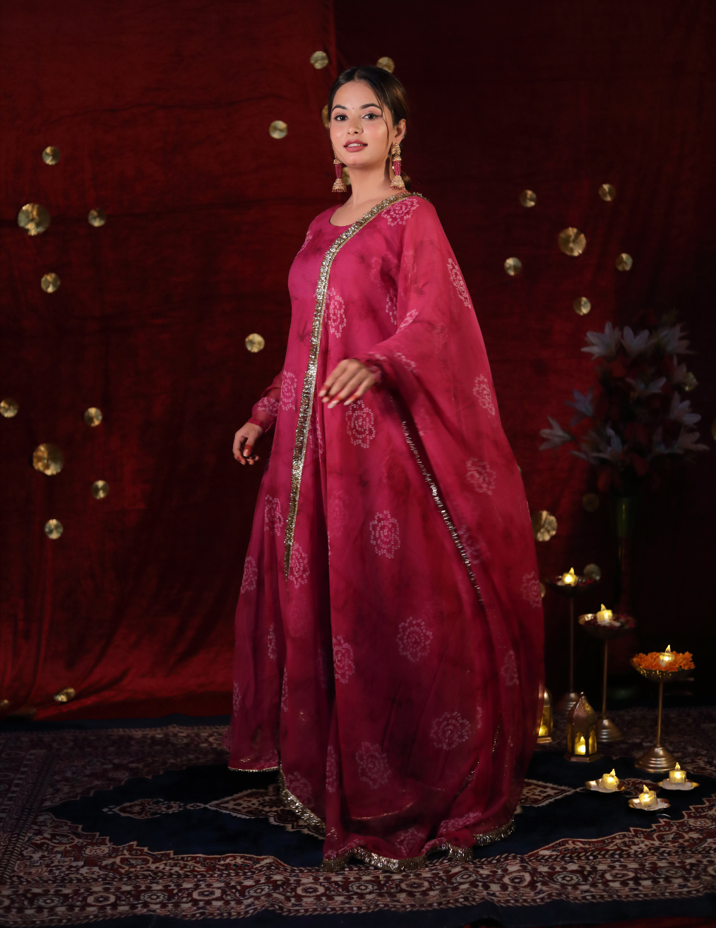 LAABH Wine georgette Umbrella cut suit.