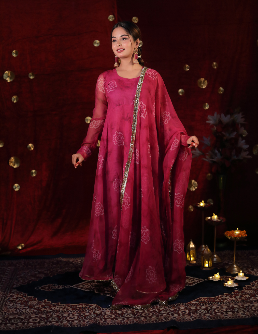 LAABH Wine georgette Umbrella cut suit.