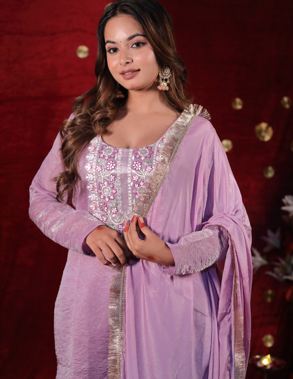 NOOR Purple crushed tissue suit set