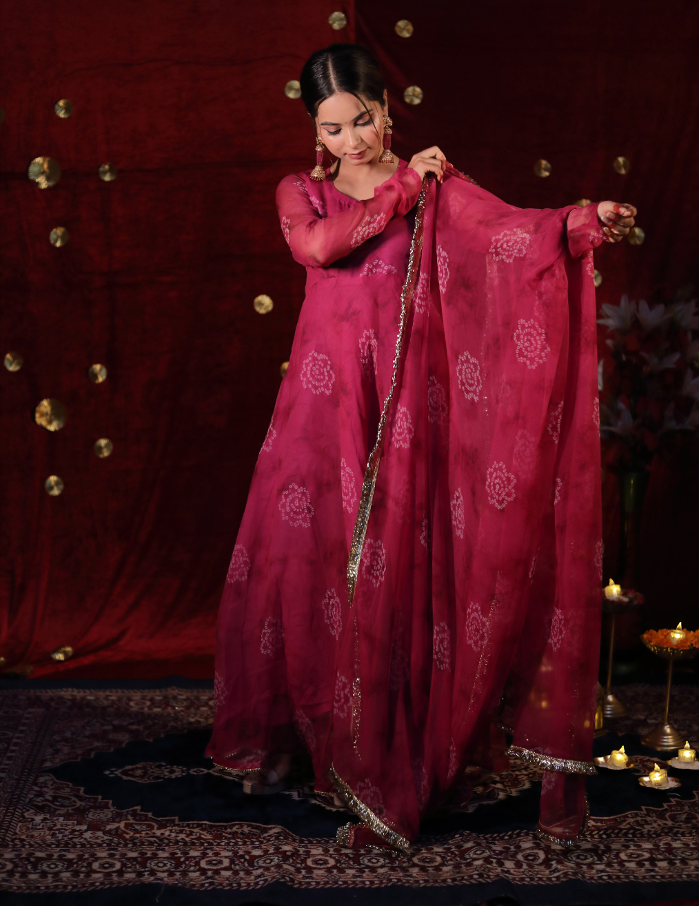 LAABH Wine georgette Umbrella cut suit.